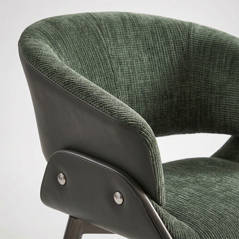 Modern Green Upholstered Dining Chair with Wraparound Back and Metal Legs 1 Piece