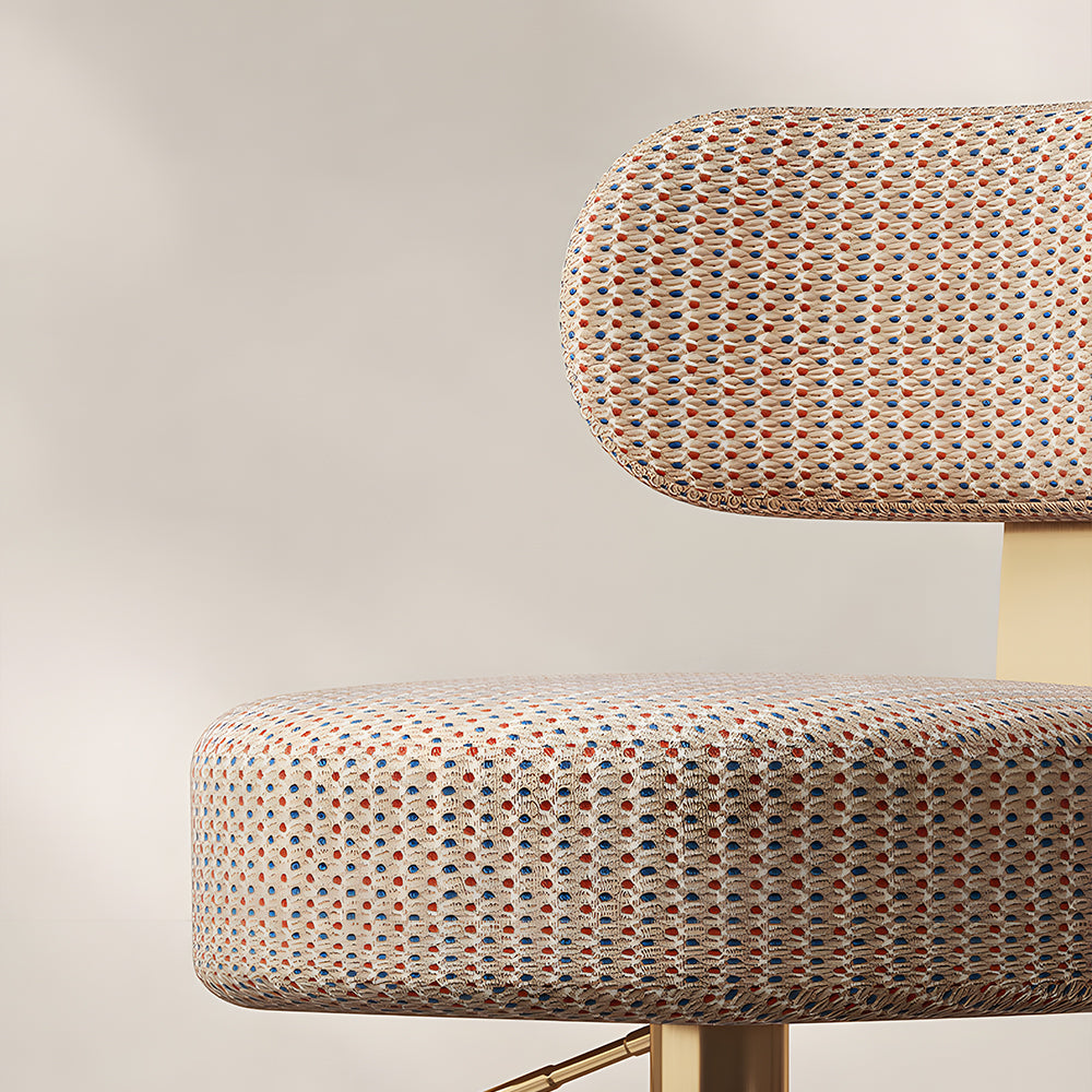 1 Piece Modern Upholstered Adjustable Bar Stool with Gold Metal Base