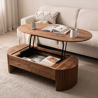 46.8'' Oval Lift Top Coffee Table Medium Size Wooden Finish Hidden Storage Elegant Design