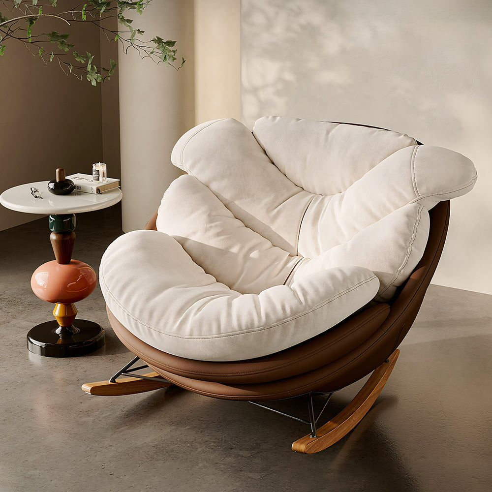 Modern Rocking Chair  Plush Comfort Ergonomic Design Durable Wooden Base for Relaxation