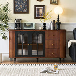 Load image into Gallery viewer, 62.9'' Sideboard Buffet Cabinet Retro Modern Design Textured Glass Doors Ample Storage Space
