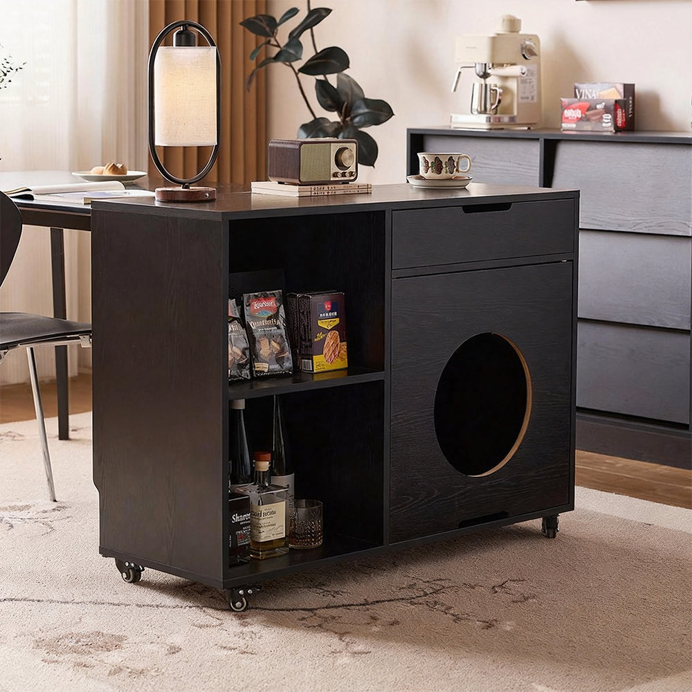 Modern Pet House Side Cabinet Wooden Storage End Table Multi Functional Design