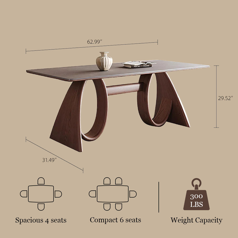 Contemporary Wooden Dining Table with Ceramic Top Modern Aesthetic