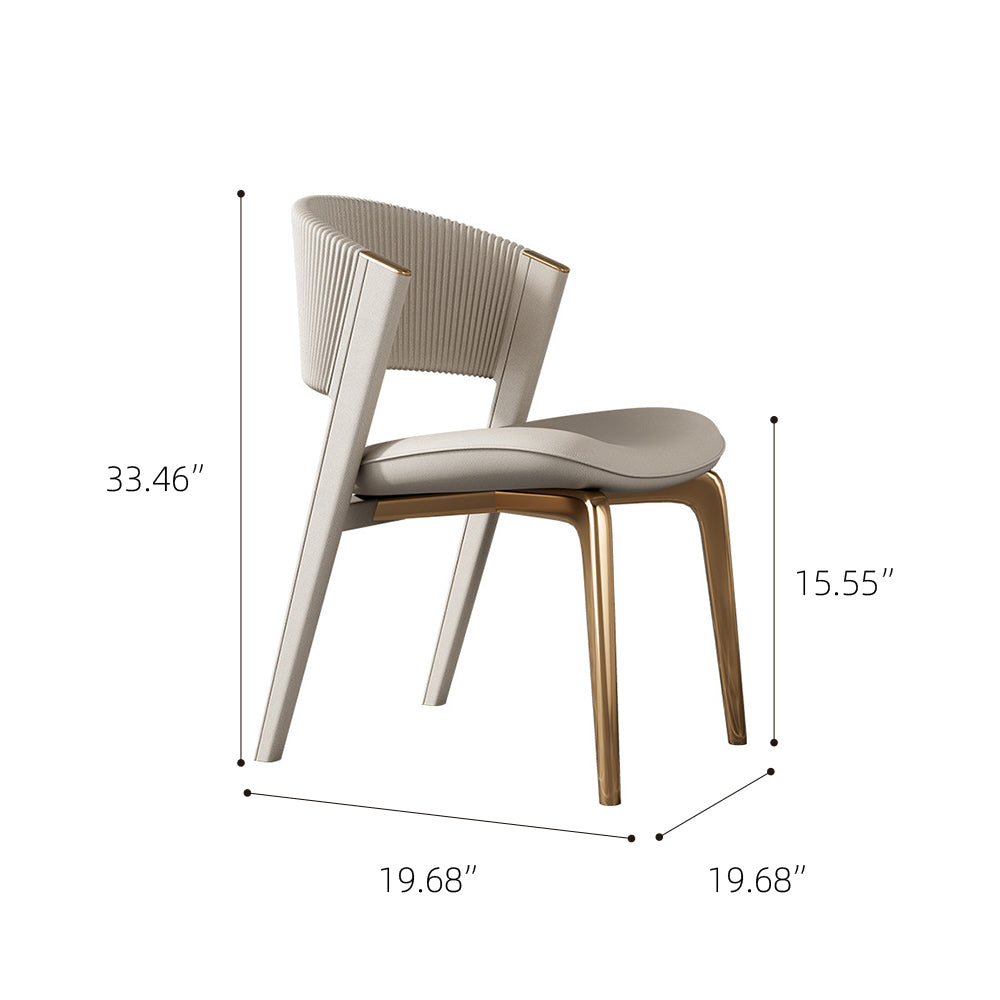 Modern Upholstered Dining Chair Set of 2 with Gold Metal Legs and Channel-Tufted Backrest