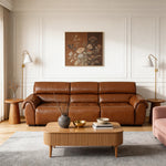 Load image into Gallery viewer, 119.2'' Modern Genuine Leather Power Reclining Sofa Remote Control Adjustable Seats Brown Leather Couch
