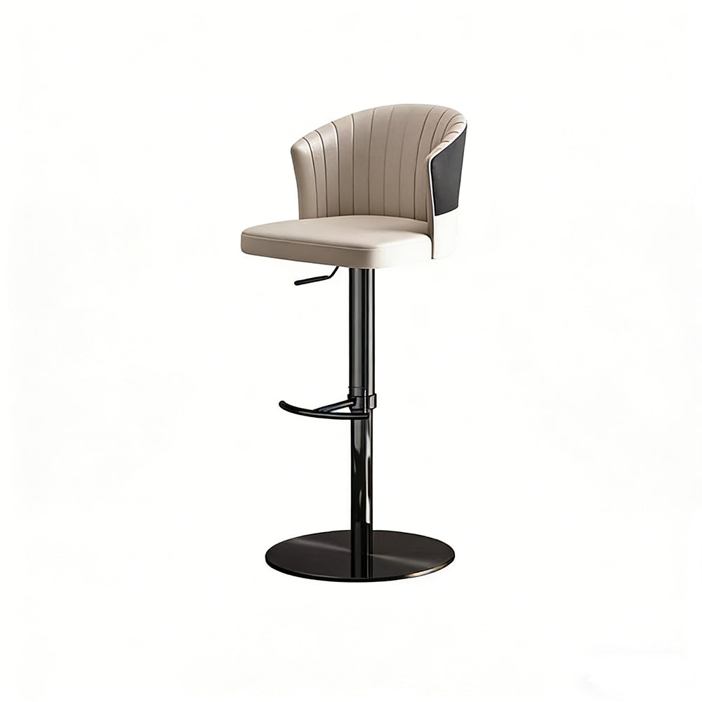 Modern Adjustable Swivel Bar Stool Cream Faux Leather Upholstered Counter Chair Stainless Steel Base 1 Piece