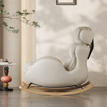Load image into Gallery viewer, Modern High-Back Rocking Lounge Chair with Striped Upholstery
