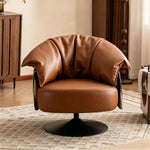 Load image into Gallery viewer, Modern Swivel Lounge Chair Faux Leather Accent Chair with Sculptural Cushion Design
