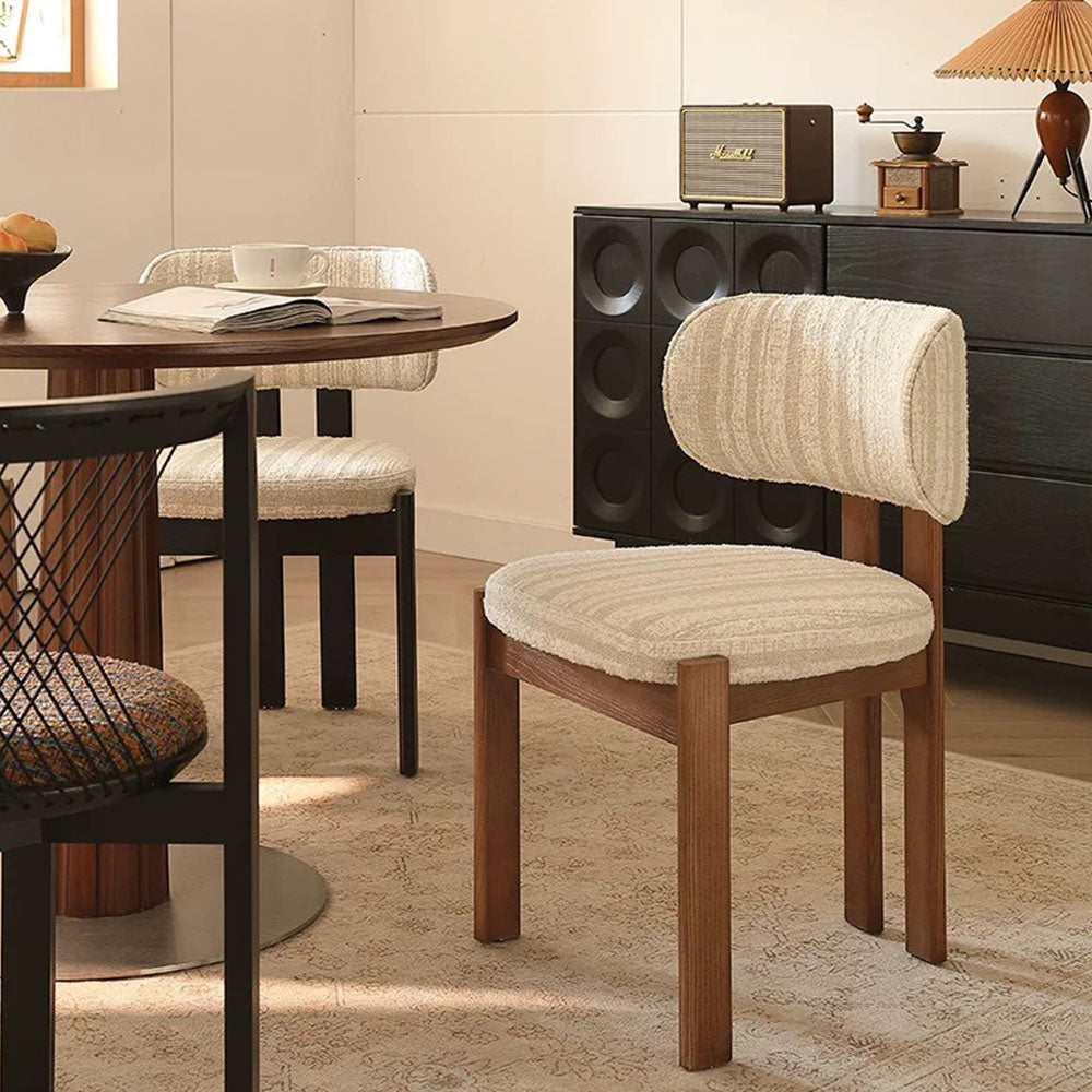 Set of 2 Modern Scandinavian Fabric Dining Chairs with Solid Wood Frame