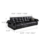 Load image into Gallery viewer, Pet Friendly Black Faux Leather Convertible Sofa Bed with Tufted Cushions
