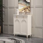 Load image into Gallery viewer, 55.1" Modern Luxury Shoe Cabinet with Arched Panel Doors &amp; Gold Accents Elegant Entryway Storage Sideboard
