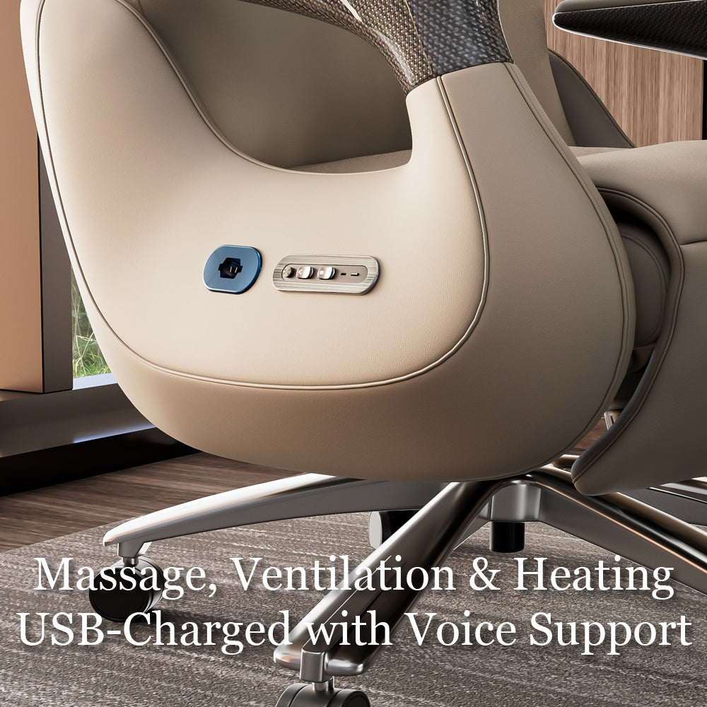 Luxury Ergonomic Massage Chair with Heating Ventilation and Smart Voice Control