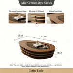 Load image into Gallery viewer, Modern Oval Wood Coffee Table with Glass Inlay Sculptural Layered Base
