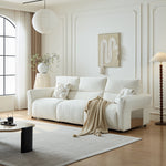 Load image into Gallery viewer, 106.2'' Modern Electric Reclining Sofa Cream Fabric Power Sofa with Adjustable Footrest and Wide Armrests
