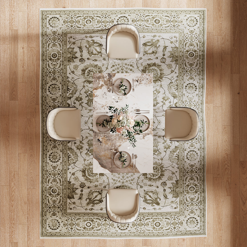 58"-81" Extendable Dining Table with Modern Patterned Stone Top