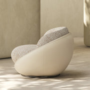 Modern Swivel Accent Chair Minimalist Bouclé Lounge Chair with Curved Upholstery