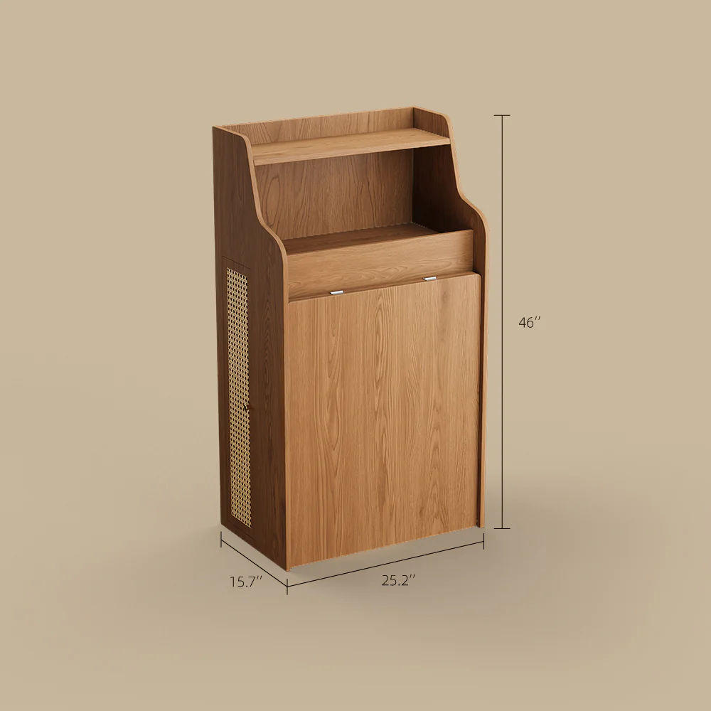 69" Rattan Cabinet Murphy Dining Table Set with USB Charging