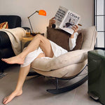 Load image into Gallery viewer, Modern Rocking Lounge Chair Upholstered Fabric Accent Chair with Curved Design and Metal Base
