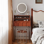 Load image into Gallery viewer, Brown Makeup Vanity Table Set with LED Mirror &amp; Stool
