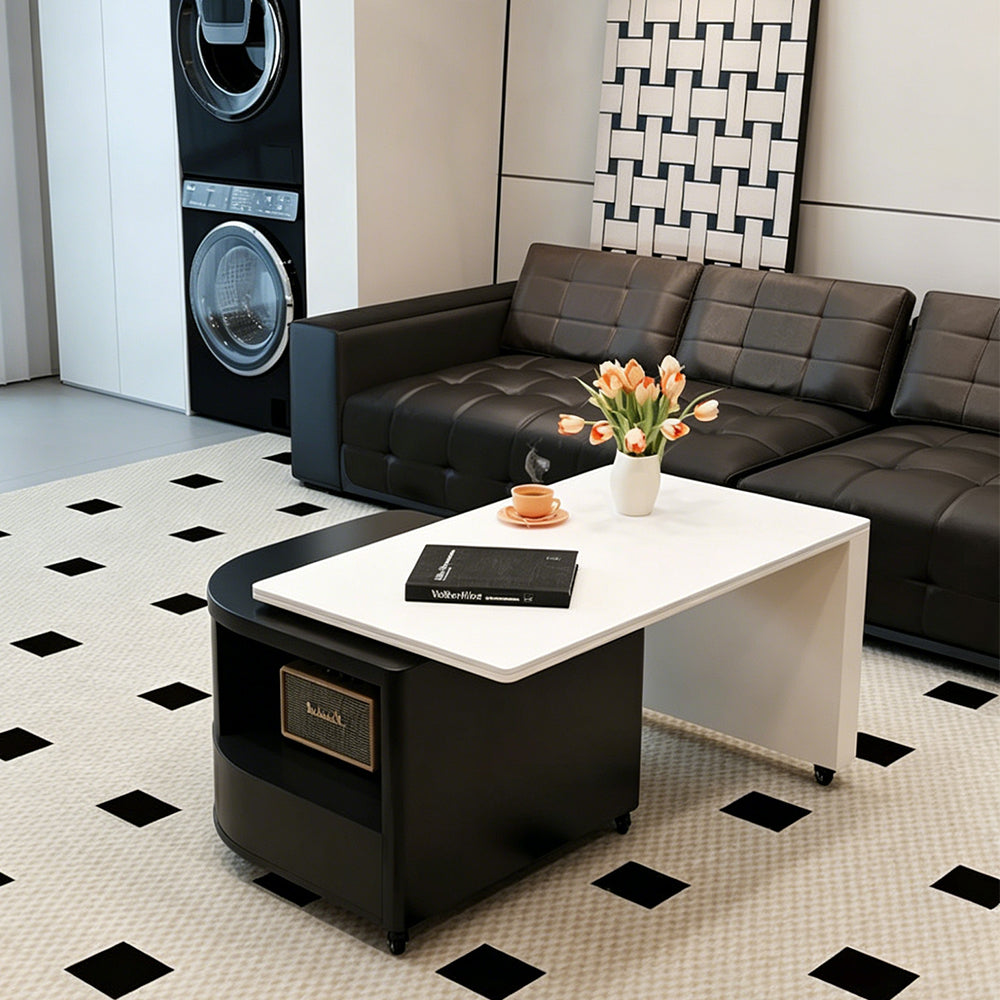 Modern Extendable Coffee Table with Hidden Storage Rolling Table
