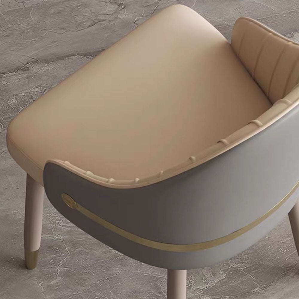 Set of 2 Modern Luxury Dining Chairs with Curved Backrest and Dual-Tone Upholstery