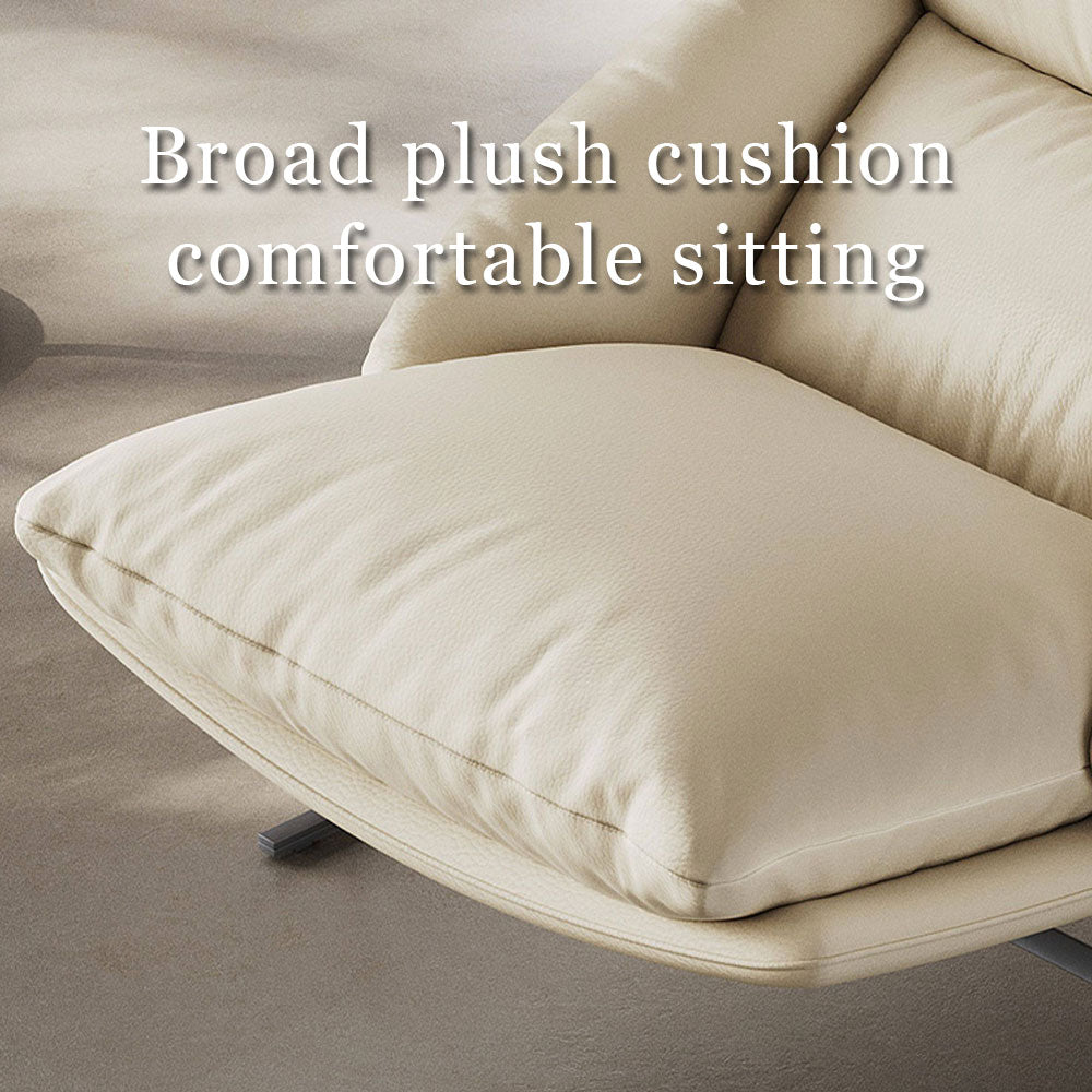 Modern Cream Lounge Chair with Pillow Cushion Metal Frame Accent Chair