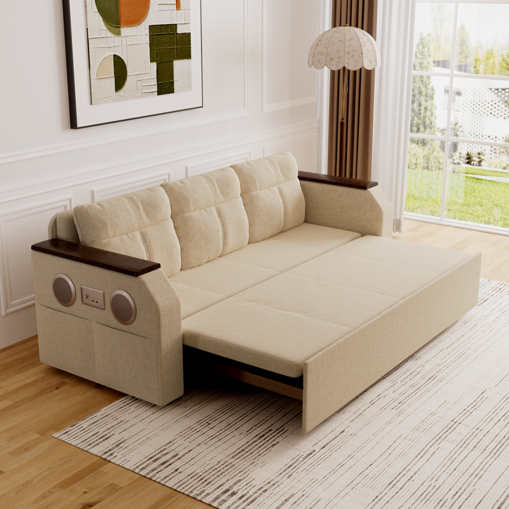83'' Modern Convertible Sofa Bed with Storage Contemporary Upholstered Sleeper Sofa