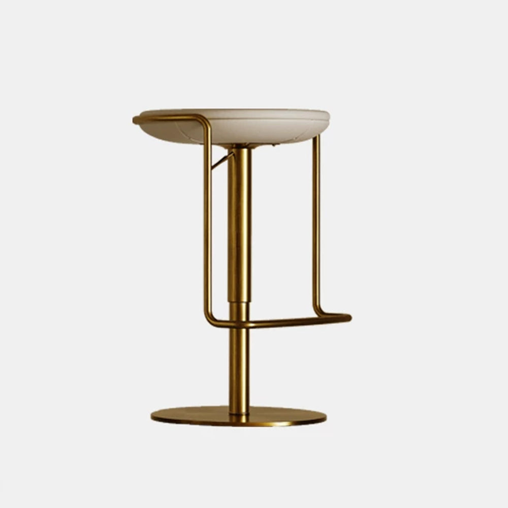 Modern Adjustable Swivel Bar Stool with Black Upholstered Seat and Gold Metal Base 1 Piece