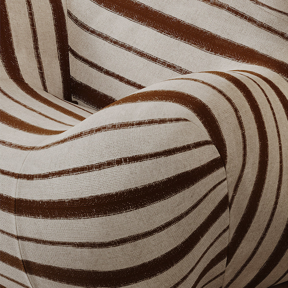 Modern Sculptural Striped Accent Chair Artistic Lounge Chair