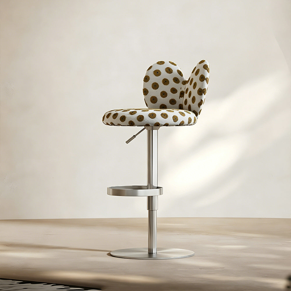 Modern Upholstered Adjustable Bar Stool with Petal Back 1 Piece