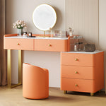 Load image into Gallery viewer, Modern White Vanity Desk with Mirror and Drawers Makeup Dressing Table with Storage Cabinet and Stool
