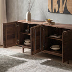 Load image into Gallery viewer, Modern Walnut-Tone Sideboard Minimalist Wooden Storage Cabinet
