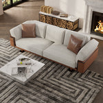 Load image into Gallery viewer, 110" Modern 4-Seater Leather Sofa Luxury Comfort with High-Density Foam Solid Wood Frame &amp; Brushed Stainless-Steel Accents
