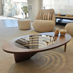 Load image into Gallery viewer, Modern Artistic Coffee Table with 3D Vortex Design and Tempered Glass Top

