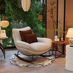 Load image into Gallery viewer, Modern Rocking Lounge Chair Upholstered Fabric Accent Chair with Curved Design and Metal Base

