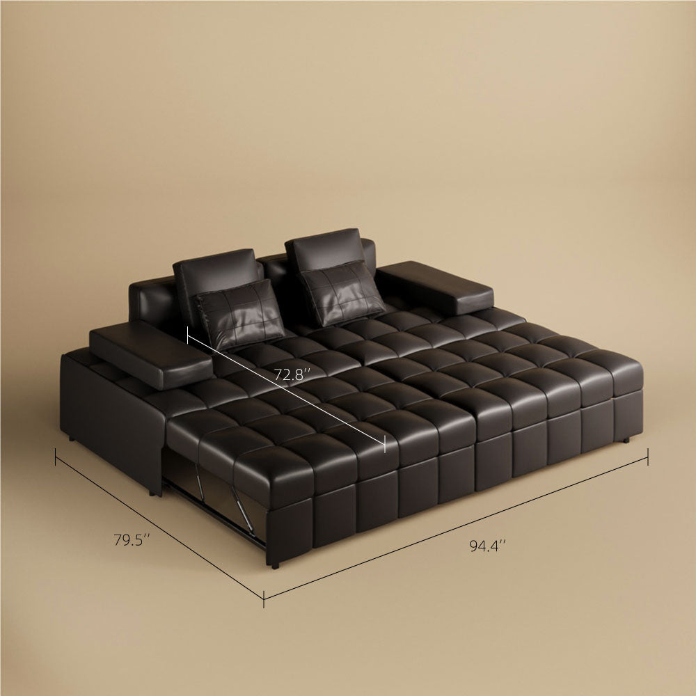 Modern Black Faux-Leather Sofa Bed Convertible Spacious and Stylish