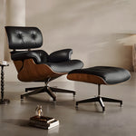 Load image into Gallery viewer, Mid Century Modern Lounge Chair Faux Leather Upholstery Walnut Wood Veneer Recliner Armchair
