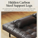 Load image into Gallery viewer, Modern Faux Leather Sofa Bed Convertible Sleeper Couch with Wood Armrests Tufted Design
