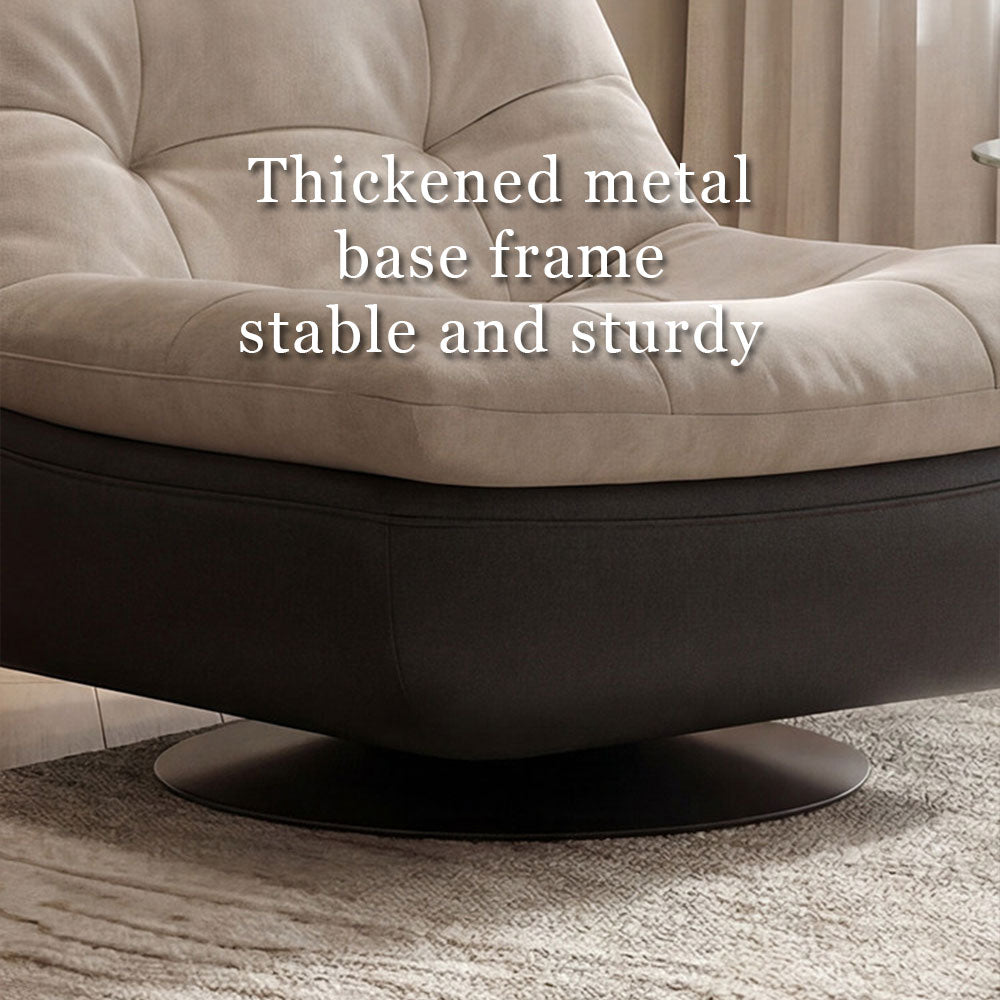 Modern Swivel Lounge Chair Upholstered Cushion Faux Leather Base Tufted Accent Chair Low Profile Design