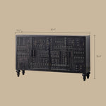 Load image into Gallery viewer, 61.4'' Black Textured Sideboard Cabinet with Decorative Carved Doors
