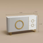 Load image into Gallery viewer, 62.4" Sleek Modern White and Gold Buffet Cabinet with Circular Accents
