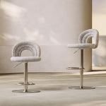 Load image into Gallery viewer, 1 Piece Modern Boucle Adjustable Bar Stool with Sculptural Backrest and Stainless Steel Base
