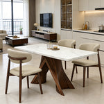 Load image into Gallery viewer, Luxury Sintered Stone Dining Table with Artistic Walnut Wood
