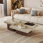 Load image into Gallery viewer, Modern Faux Marble Coffee Table Geometric Layered Center Table Contemporary Living Room Tea Table
