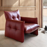 Load image into Gallery viewer, Modern Tufted Faux Leather Lounge Chair Deep Seat Accent Armchair with Sculptural Design
