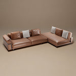 Load image into Gallery viewer, 110" Modern 4-Seater Leather Sofa Luxury Comfort with High-Density Foam Solid Wood Frame &amp; Brushed Stainless-Steel Accents
