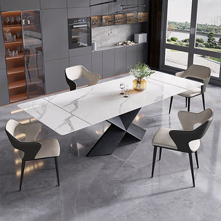 54.6"- 78" Elegant White Extendable Dining Table Versatile Foldable Design