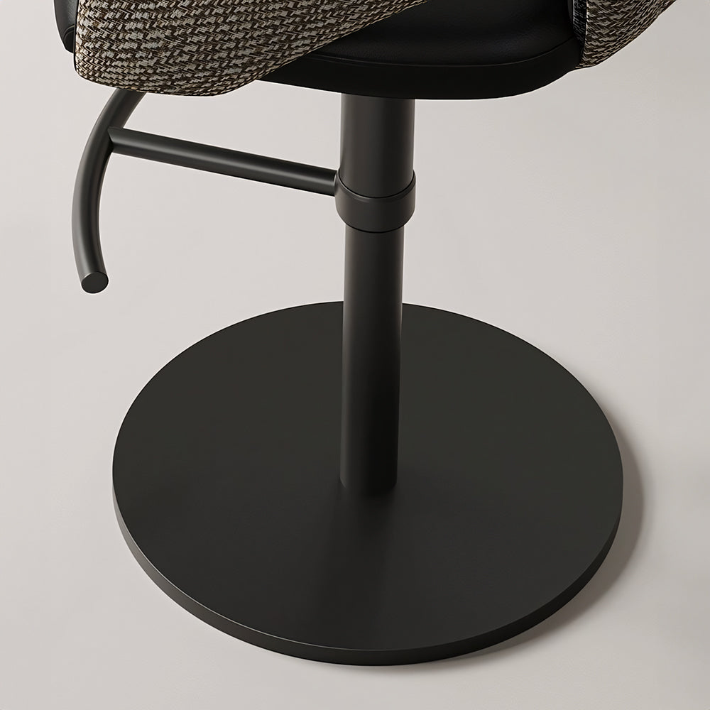 Modern Adjustable Swivel Bar Stool Faux Leather Seat Woven Back Counter Height Bar Chair with Metal Base 1 Piece