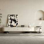 Load image into Gallery viewer, 86.6" Modern Walnut TV Stand Curved Edge Media Console Low Profile Entertainment Center
