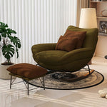 Load image into Gallery viewer, Modern Rocking Lounge Chair Upholstered Fabric Accent Chair with Curved Design and Metal Base
